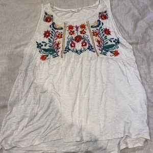 Adiva embroidered cream tank top